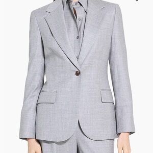 Theory Heather Gray Single-Button Blazer